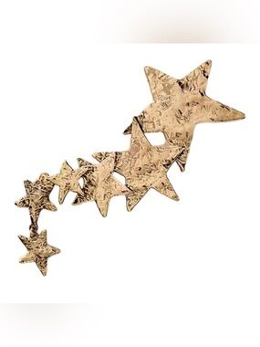 Free People Shooting Stars Brooch Gold Tone New On Card